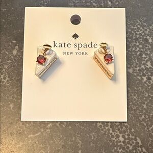 NWT Kate Spade White and Gold Pastry Shop Cake Slice Earrings